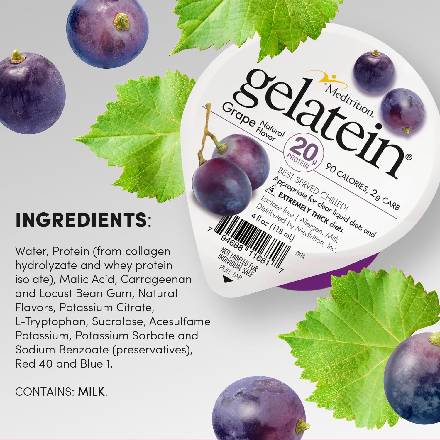 Gelatein sans sucre, texture adaptée pour liquides clairs et facile à consommer.