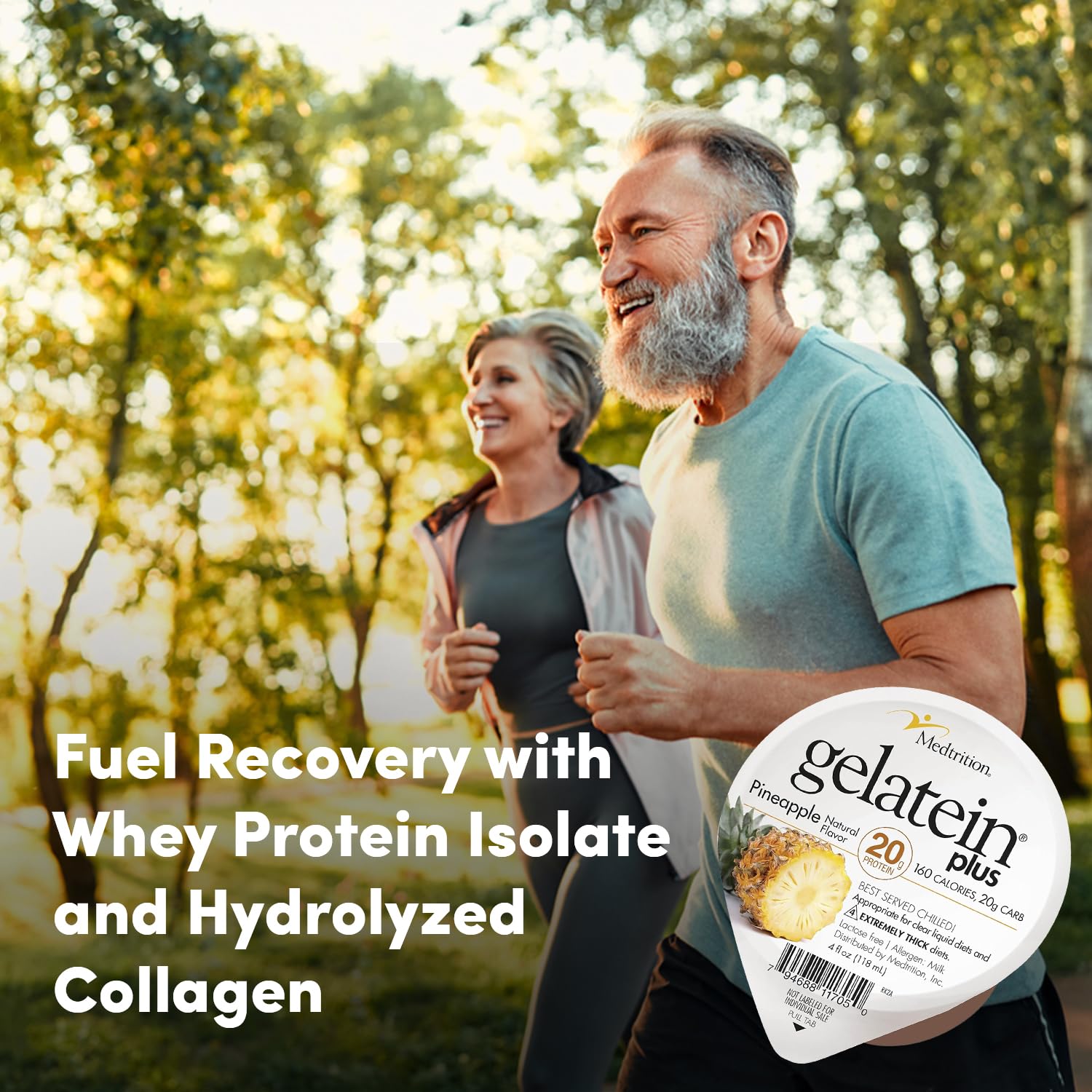 Étiquette Gelatein Plus indiquant ingrédients et profil nutritionnel.