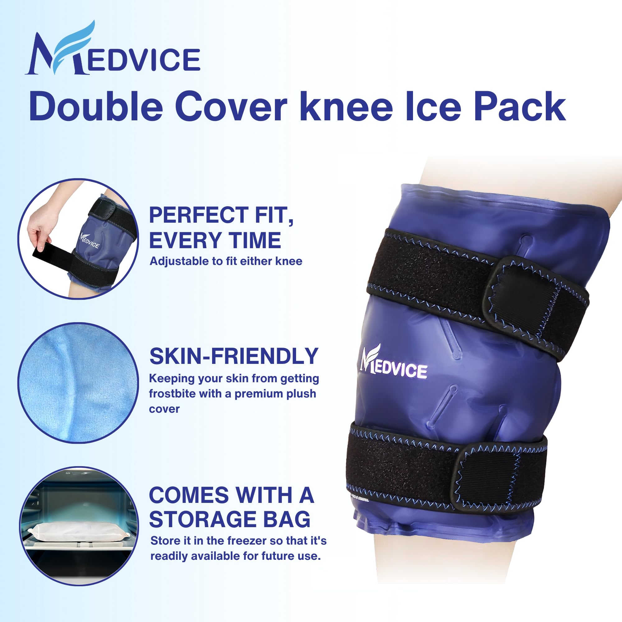 Medvice pack gel glace genou – refroidissement durable pour inflammation
