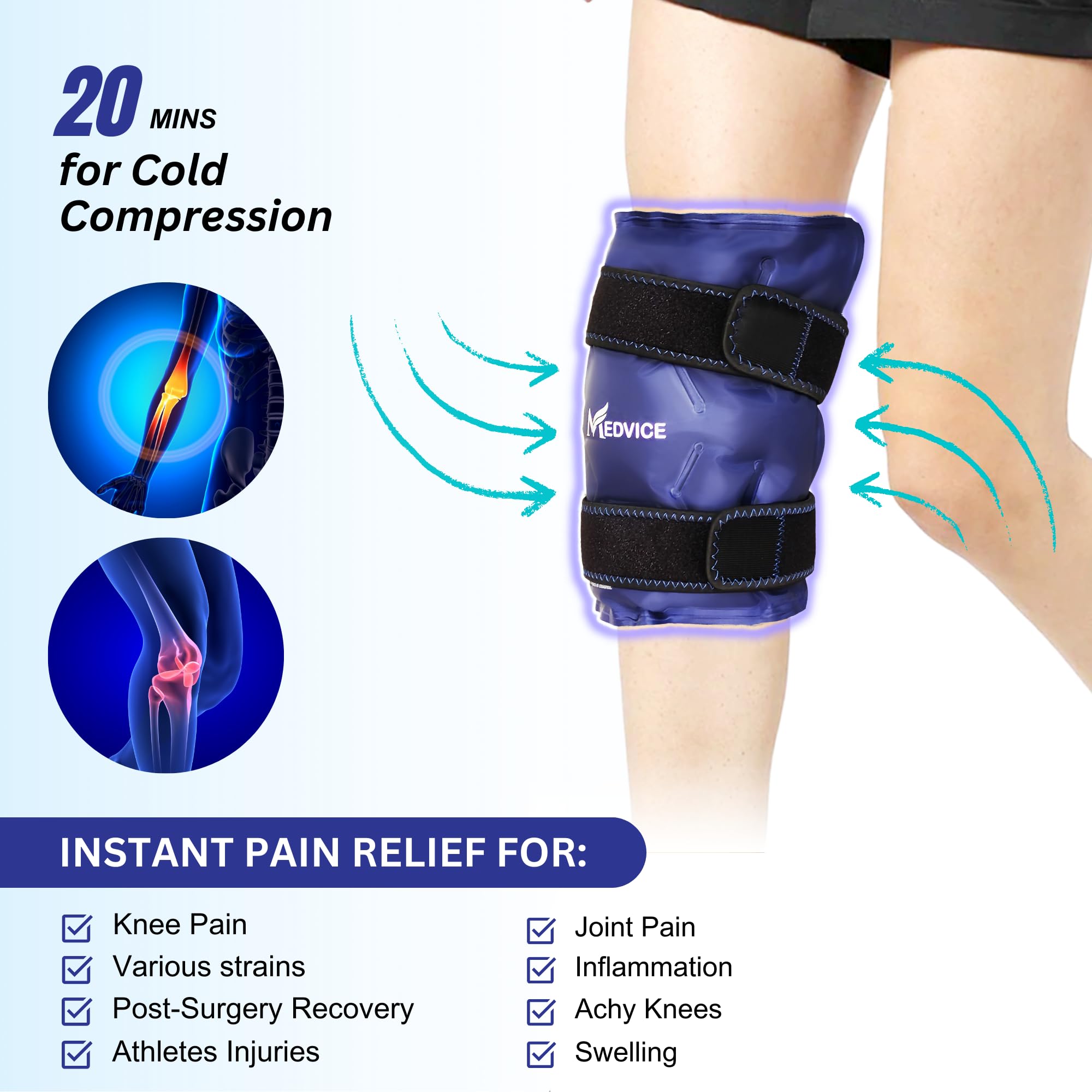 Medvice sangles compression genou – maintien sécurisé lors de l'utilisation