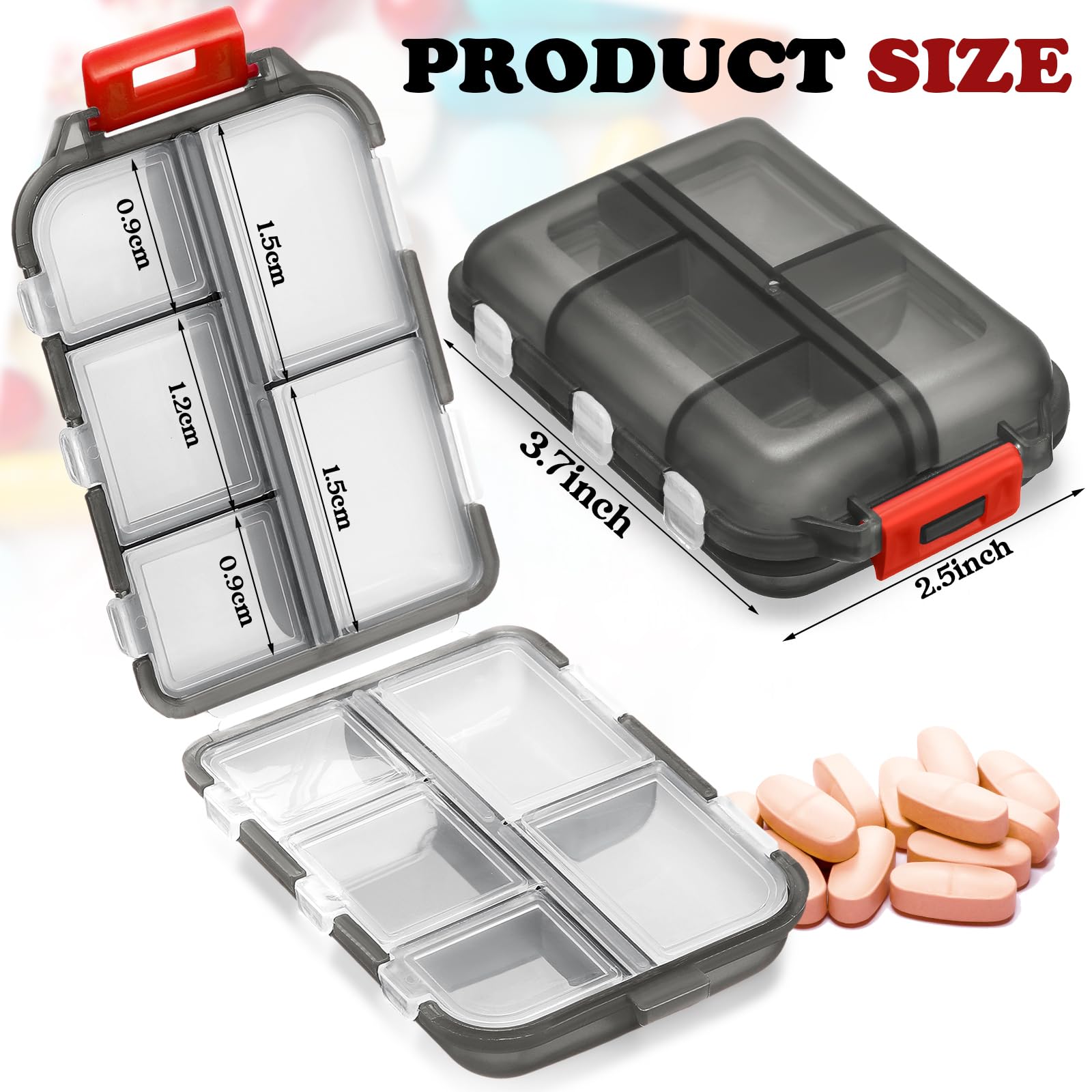 Meekoo organiseur pilules compact voyage, pratique et discret pour la vie quotidienne.