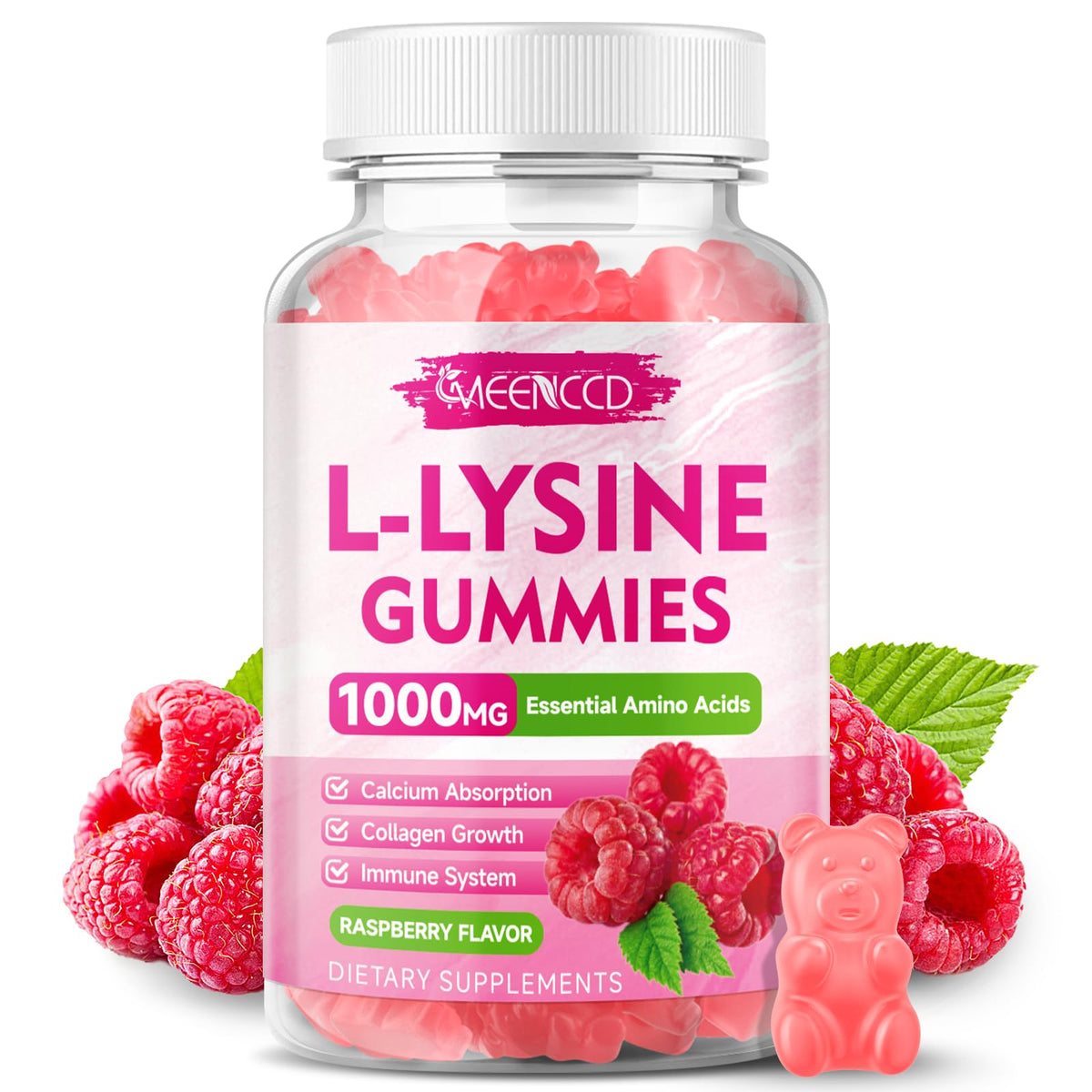 MEENCCD L-Lysine Gummies - bouteille pratique pour le bien-être quotidien.