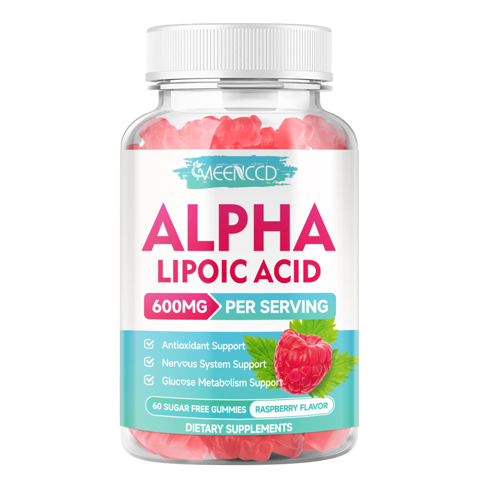 MEENCCD Alpha Lipoic Acid Gummies - saveur framboise naturelle.