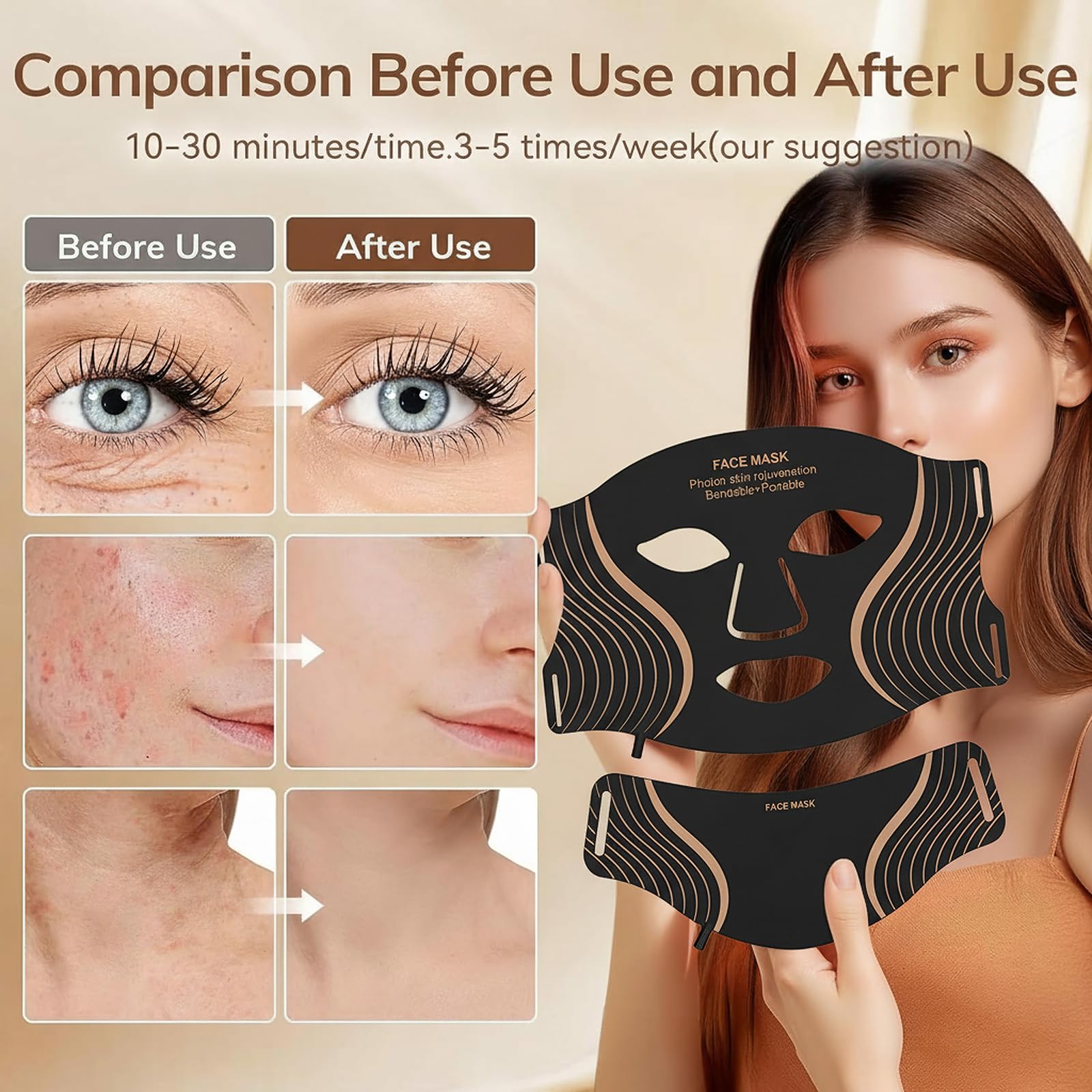 MEFELE Cln masque lumière infrarouge pour cou, soutien détente et confort.