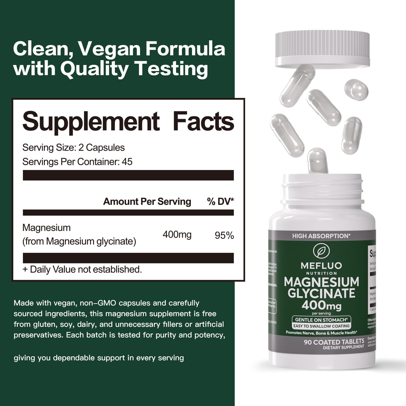 Meflu magnésium glycinate utilisation quotidienne, soutien durable.