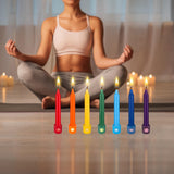 Bougie Mega Candles chakra bleue pour détente et focus.