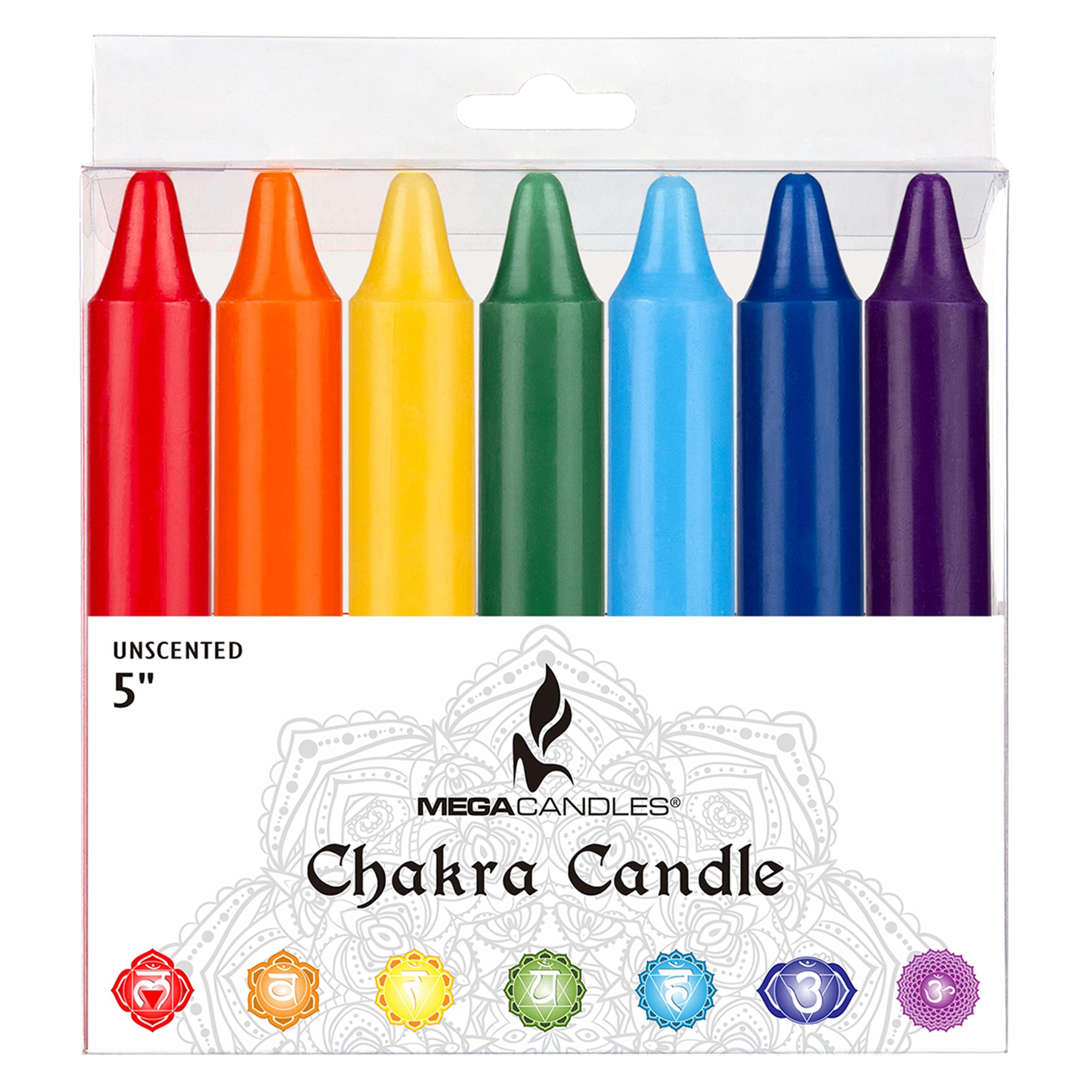 Bougie Mega Candles chakra jaune pour clarté et motivation.