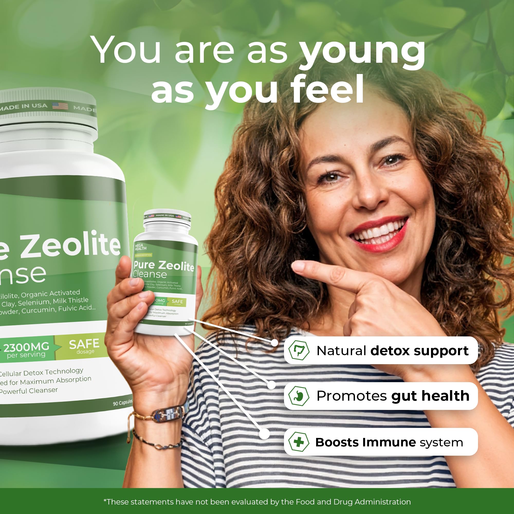 MEGA HEALTH bentonite argile détox capsules : équilibre intestinal potentiel.