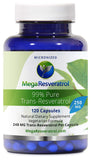 Mega Resveratrol — bouteille de 250 mg avec capsules faciles à prendre.