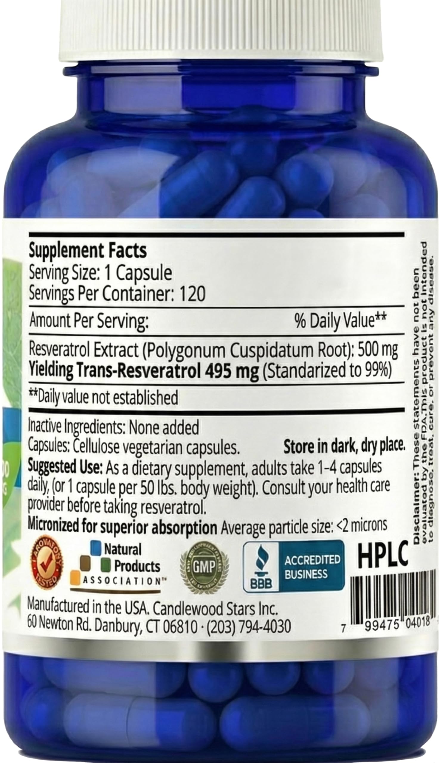 Mega Resveratrol – capsules 500 mg, absorption améliorée grâce au micronisé.