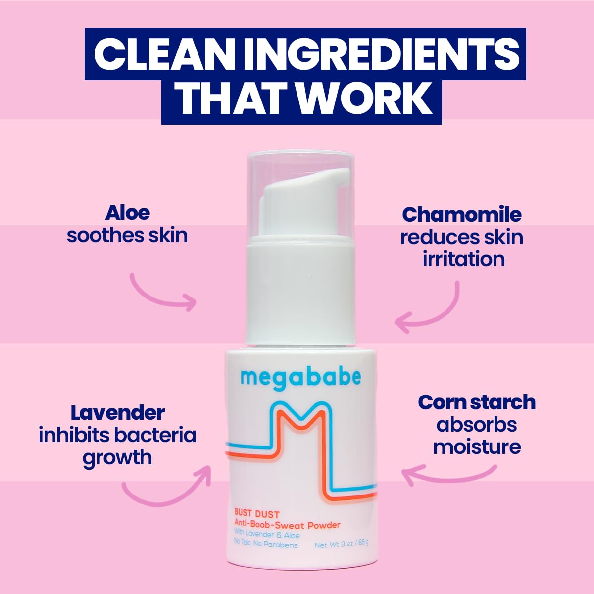 Megababe Poudre apaisante: aloé et camomille pour calmer rougeurs et irritations.