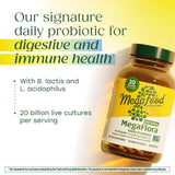 MegaFood MegaFlora Probiotic : étiquette claire et traçabilité des ingrédients.
