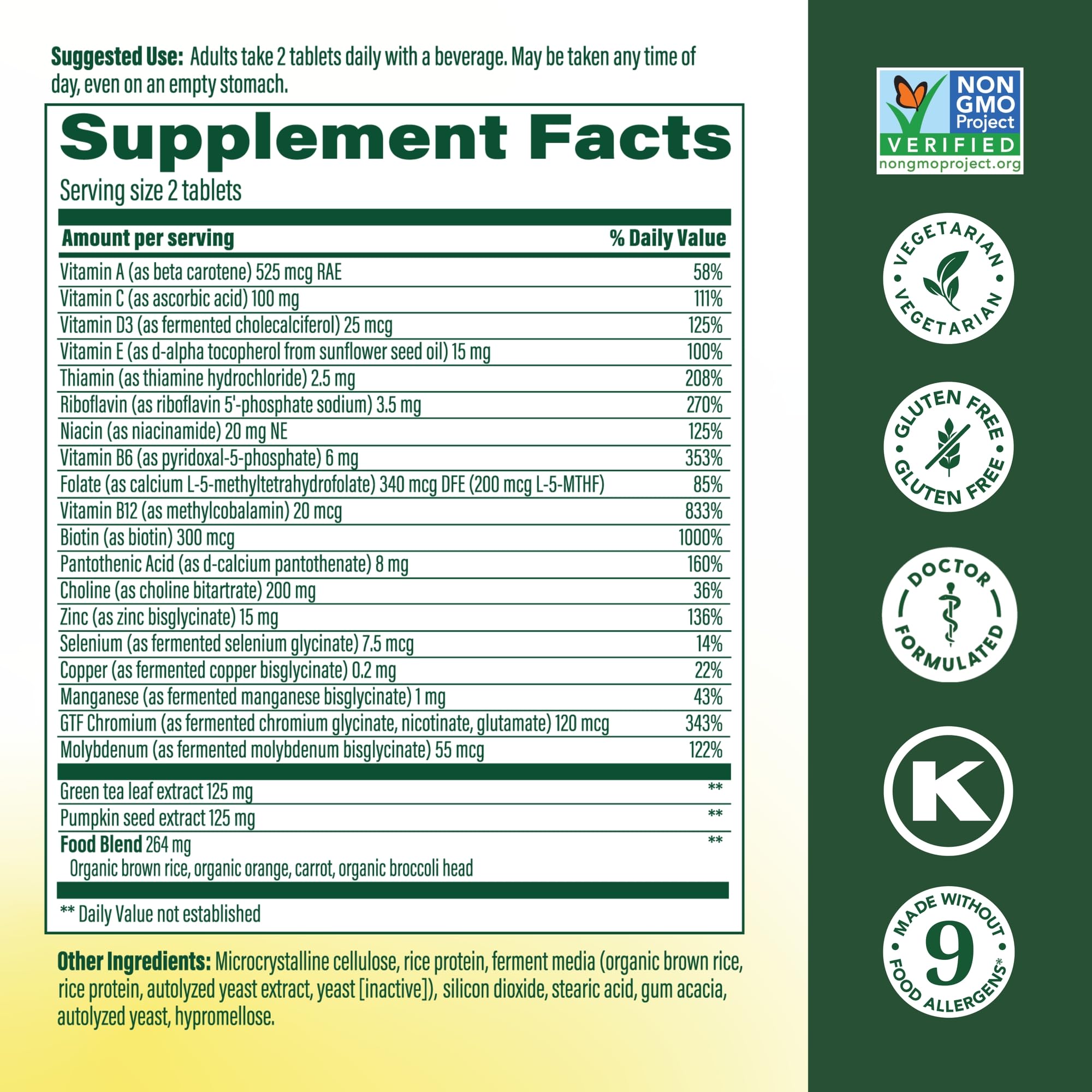 MegaFood Advanced Multivitamin Homme 55+ – comprimés: formulation végétarienne pratique.