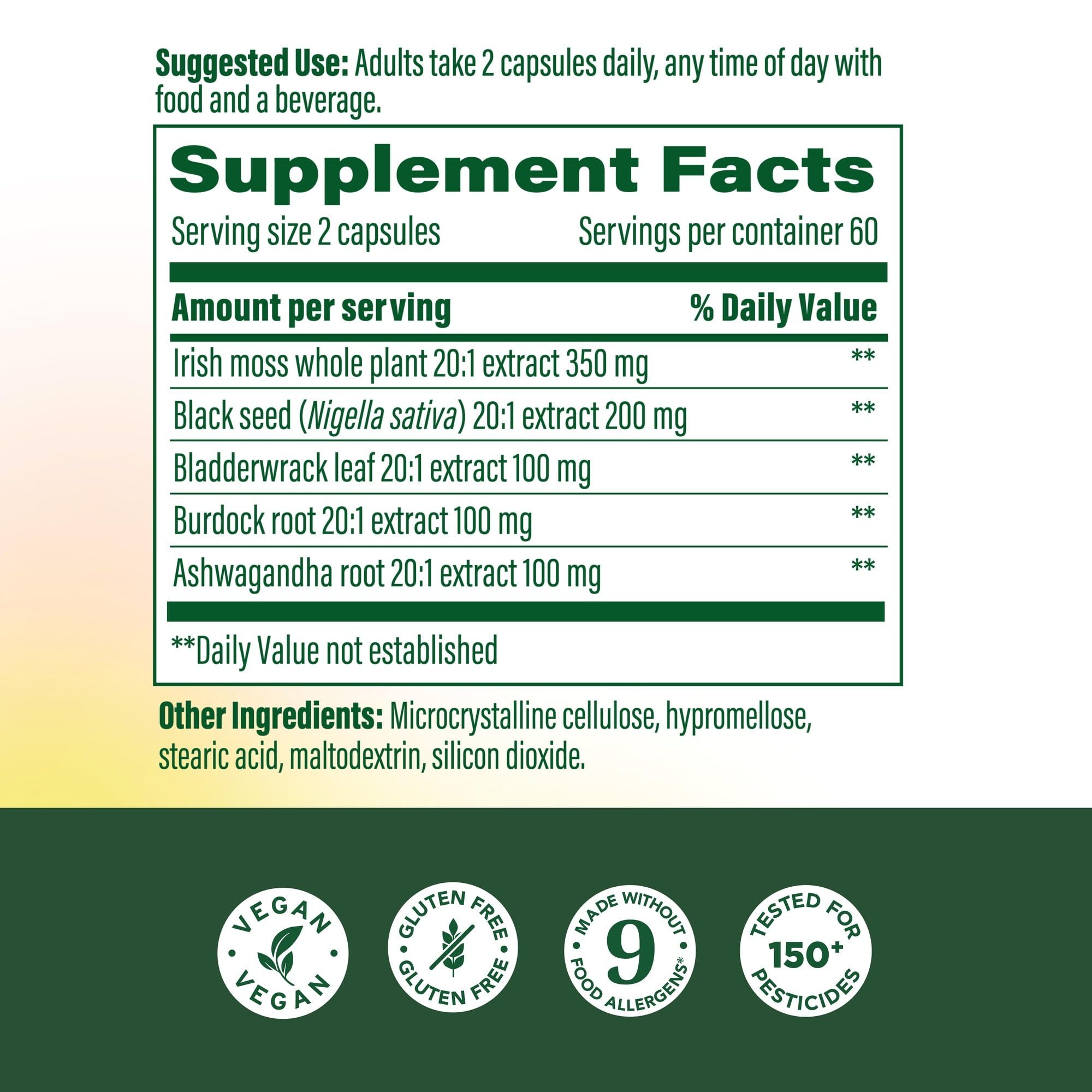 MegaFood Algues de Mer Irlandaises Complexe – gélules pour une prise facile au quotidien.