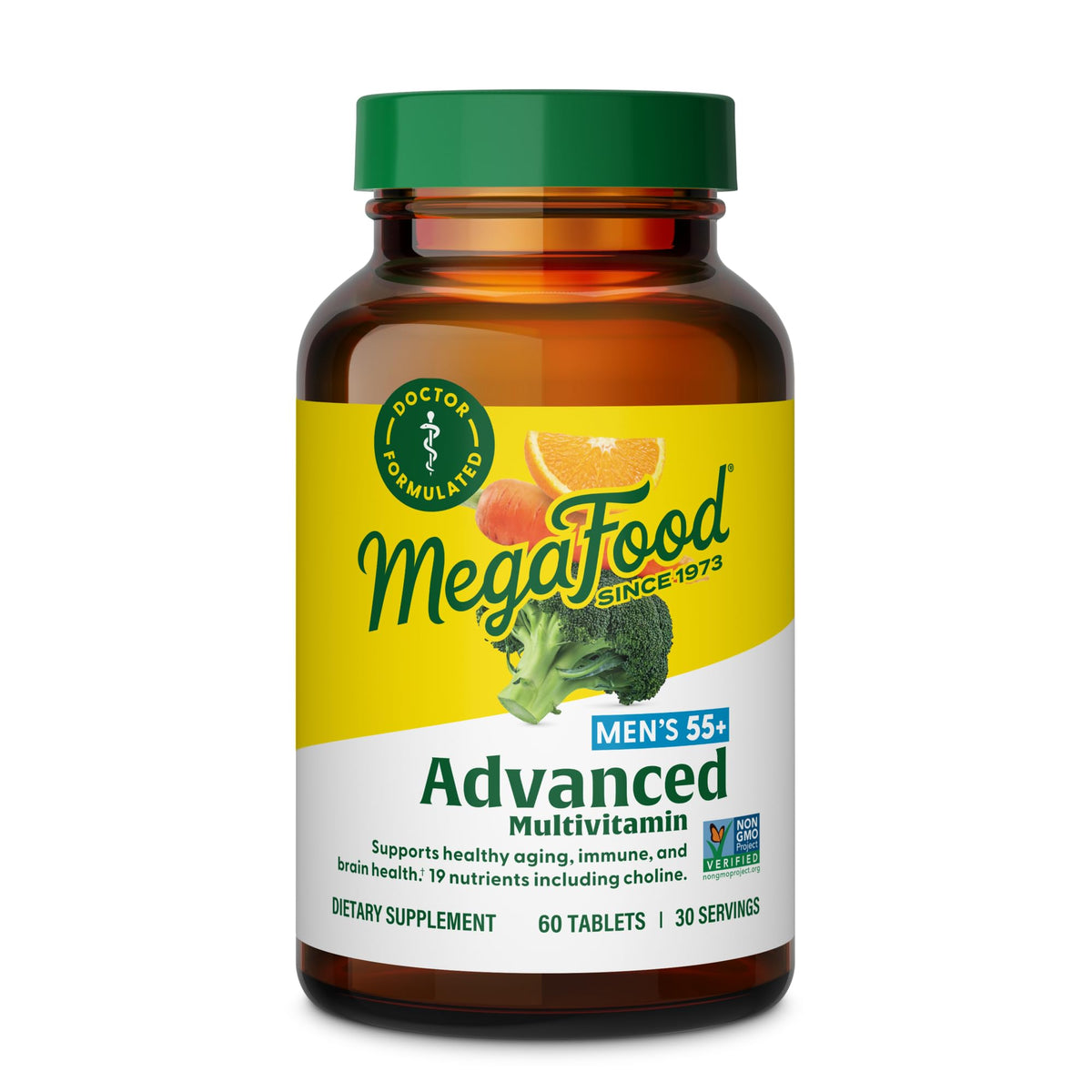 MegaFood Advanced Multivitamin pour homme 55+, Bouteille – soutien énergétique et vitalité quotidienne.