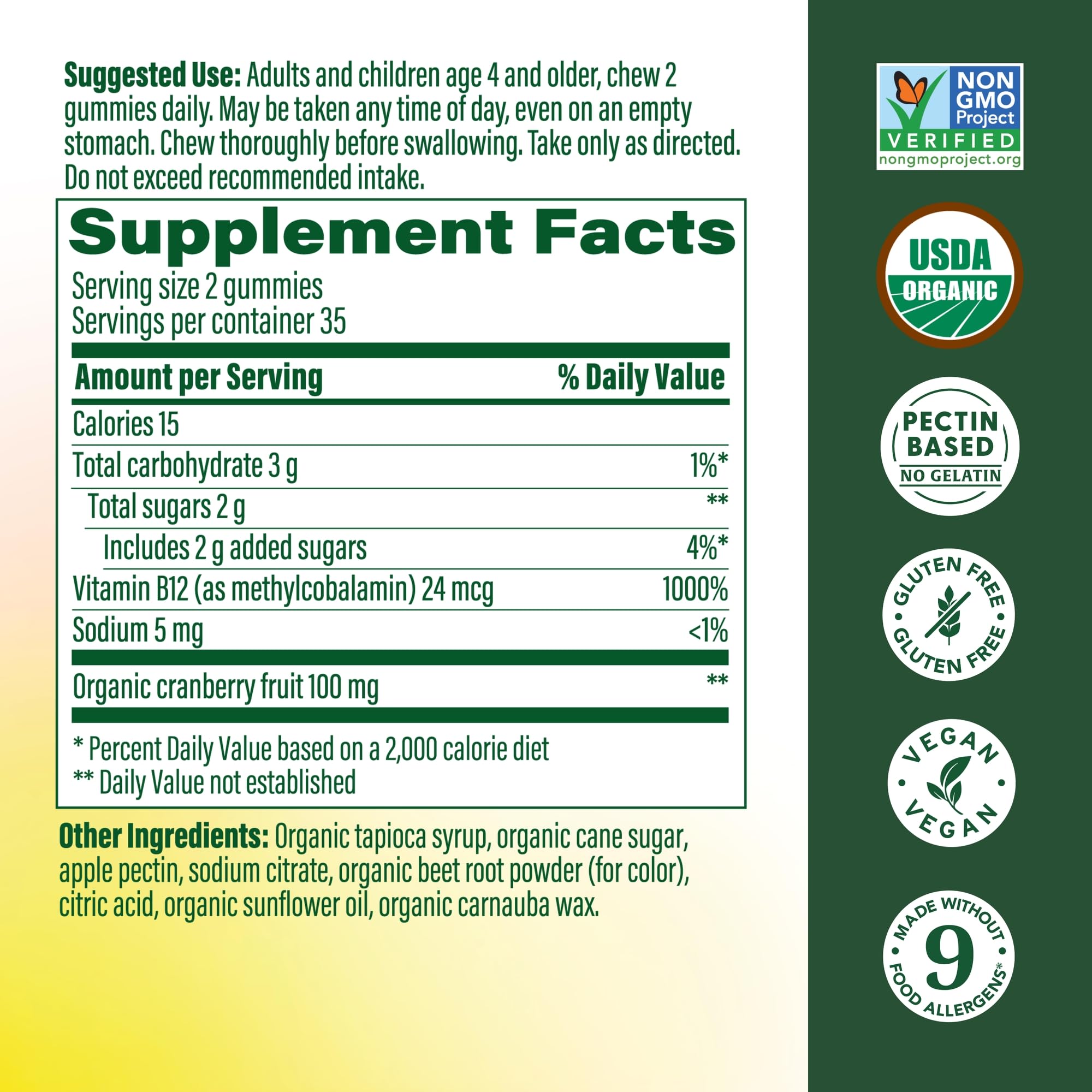 MegaFood B12 Gommes Canneberge goût fruité pour routine matinale