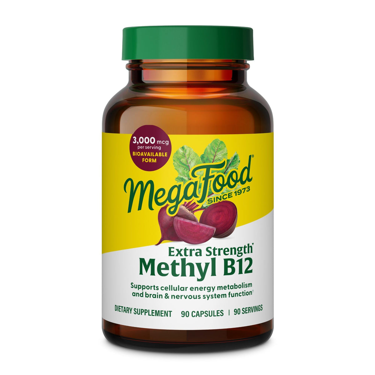 MegaFood B12 Extra Force, bouteille avec gélules, soutien potentiel à l'énergie quotidienne