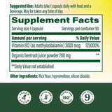 MegaFood B12 méthylcobalamine, gélules 3000 µg, absorption rapide et soutien potentiel du système nerveux