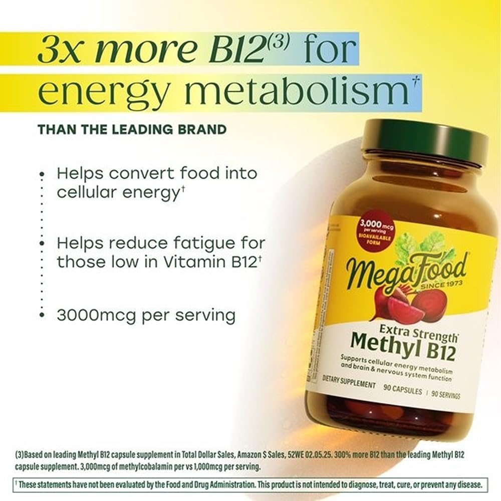 MegaFood B12 vegan, formulation végétale, capsules faciles à tolérer