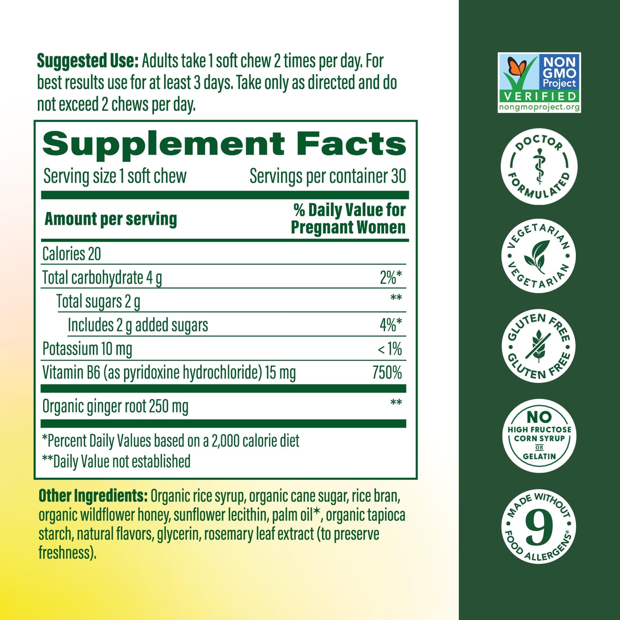 MegaFood Baby et Moi — gingembre et vitamine B6, formulation ciblée pour le quotidien.