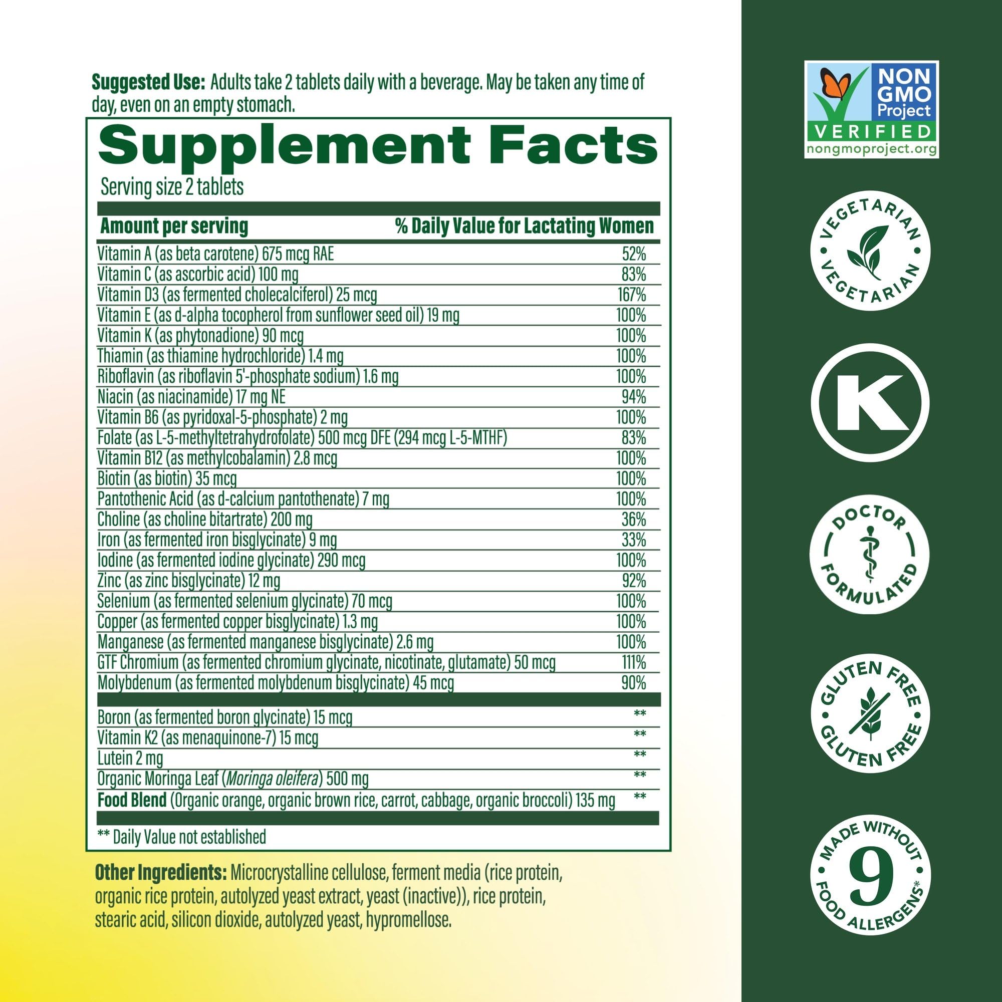 MegaFood Baby Me 2: gros plan sur les comprimés, utilisation possible à tout moment
