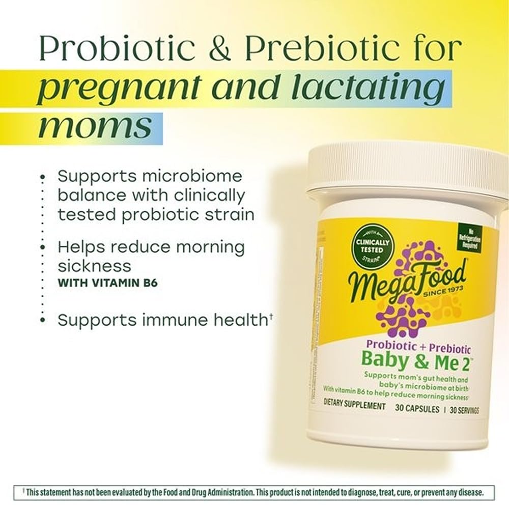 MegaFood Baby Me 2 : visuel LGG probiotiques pour l'équilibre digestif.