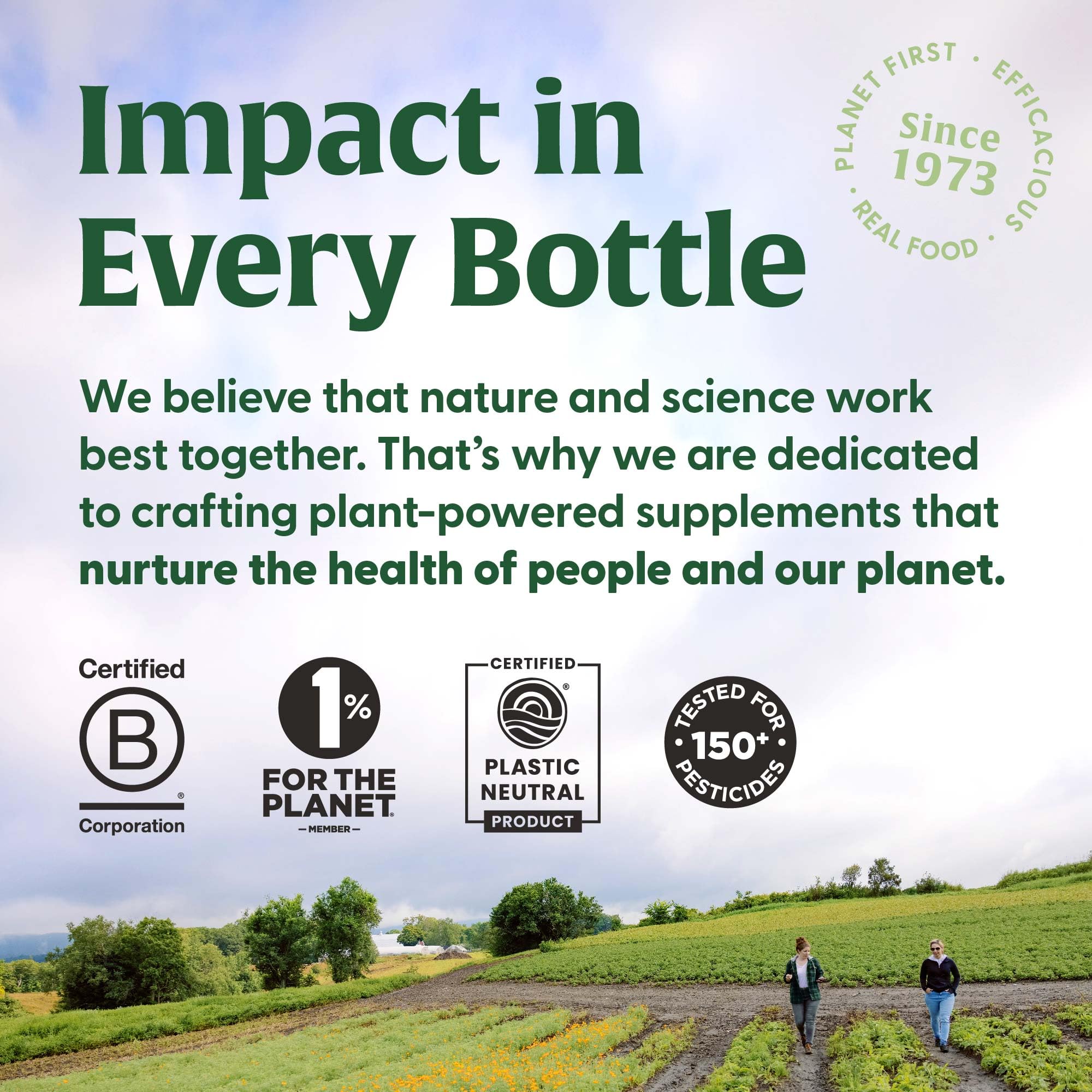 Contrôle qualité MegaFood Blood Builder et liste des substances testées.