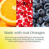 Tablette MegaFood Complex C au goût orange, facile à prendre.