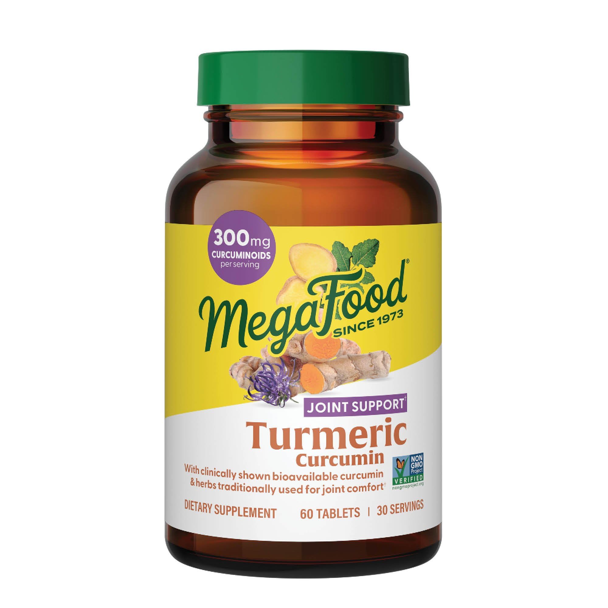 MegaFood Curcuma – Bouteille: soutien ponctuel des articulations au quotidien.