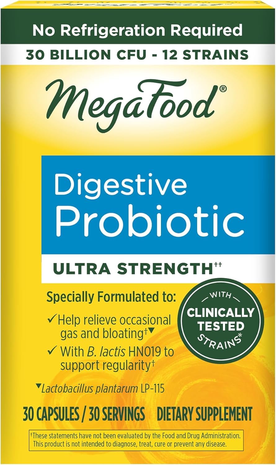 Flacon MegaFood Digestive Probiotic, soutien digestif quotidien et régularité potentielle