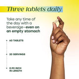 Emballage MegaFood cal-mag: 60 comprimés, pour environ 20 portions.