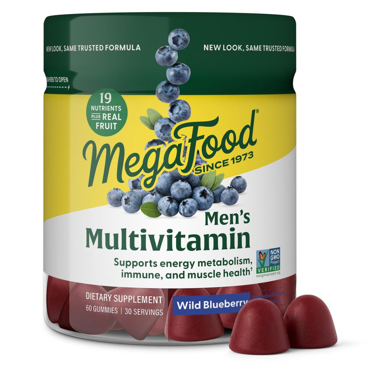MegaFood Gommes Homme Myrtille Sauvage – Bouteille pratique pour une utilisation quotidienne.