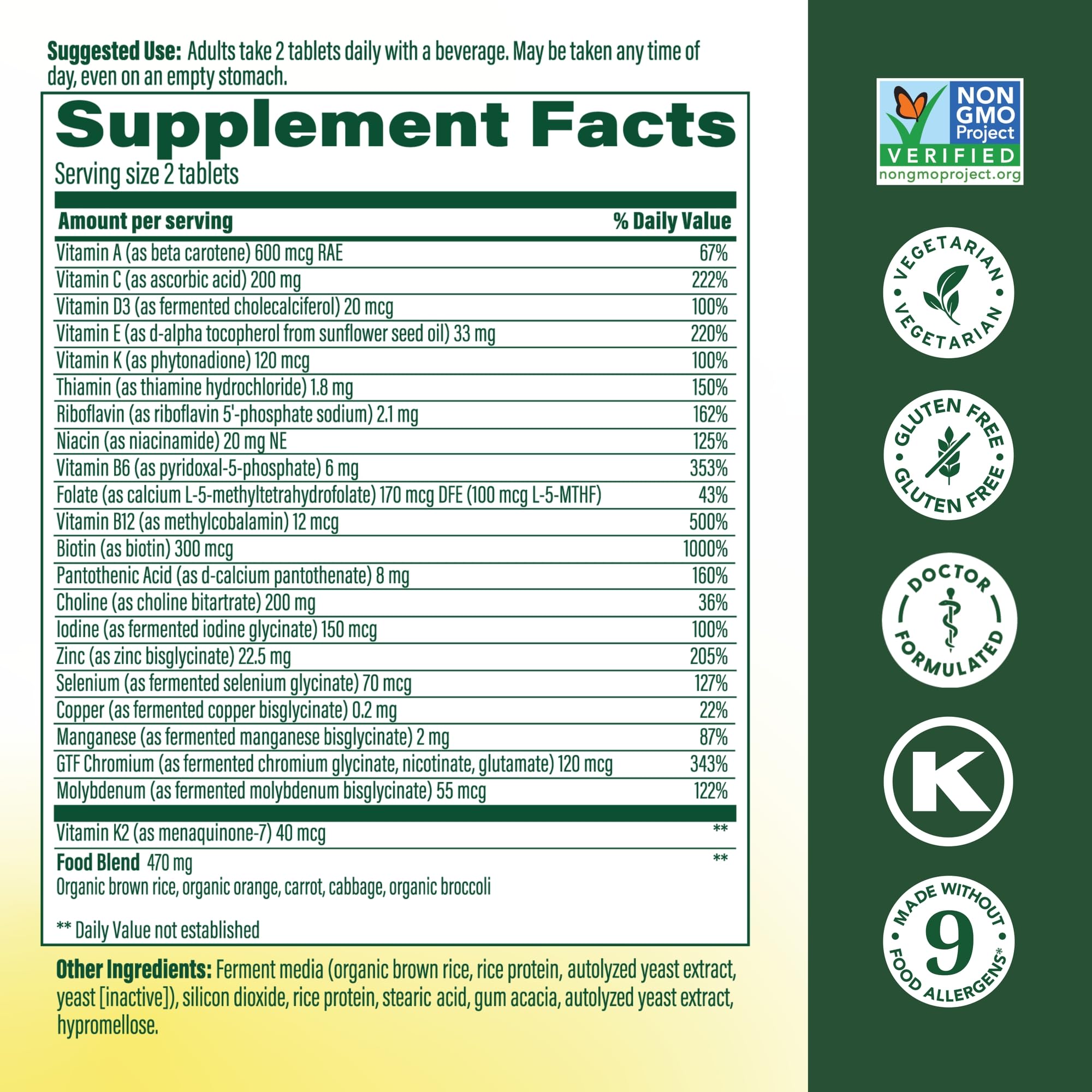 MegaFood Homme Avancée Multivitamine, tablettes visibles pour usage quotidien.