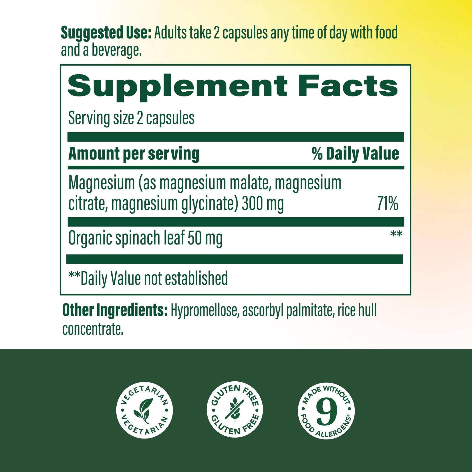 MegaFood magnésium triple forme citrate-malate-glycinate, absorption optimisée