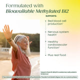 MegaFood Methyl B12 végan - étiquette avec tableau nutritionnel clair.