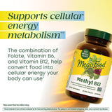 MegaFood Methyl B12 végan - ingrédients naturels comme betterave et brocoli.