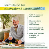 MegaFood Multivitamine Homme55+ – Ingrédients réels issus d’aliments pour une base nutritionnelle naturelle.