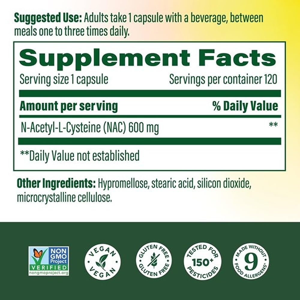 MegaFood NAC – capsules de 600 mg prêtes à l ingestion