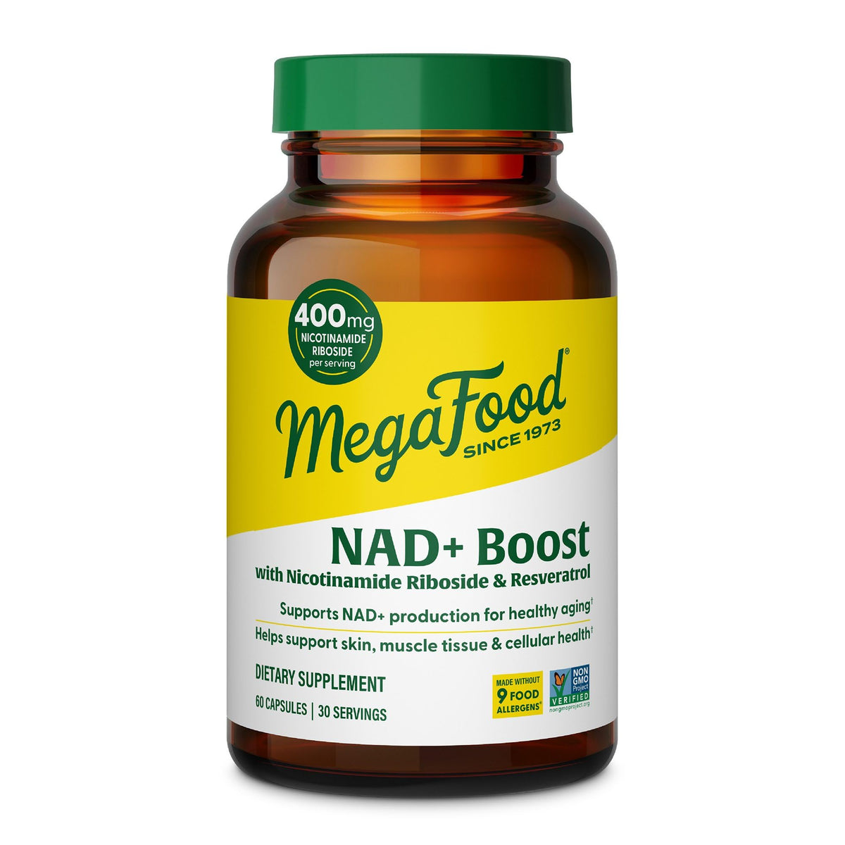 MegaFood NAD+ bouteille du complément, soutien potentiel énergie cellulaire