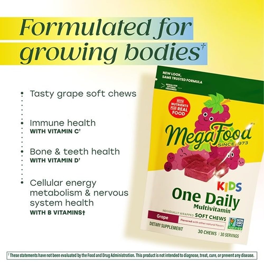 MegaFood One Daily Enfants – dose quotidienne pratique en gomme pour les journées actives