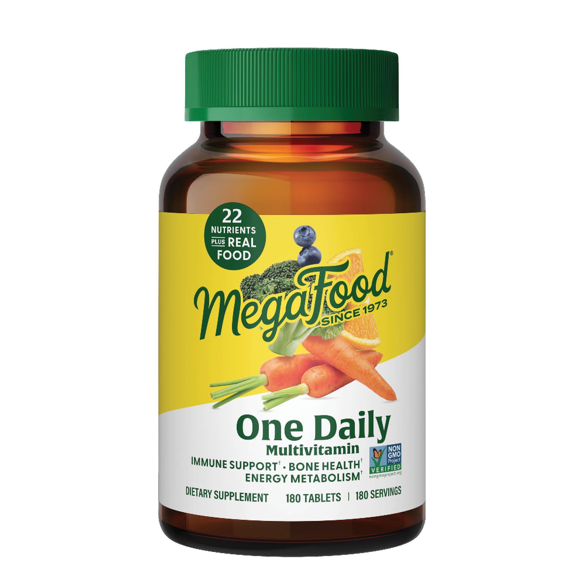 MegaFood One Daily — bouteille de tablettes, soutien immunitaire quotidien.
