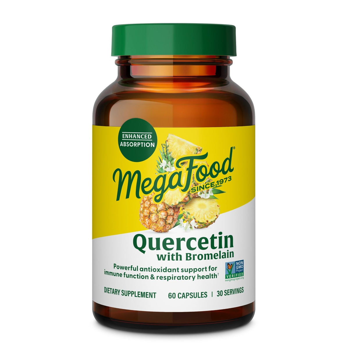 MegaFood Quercétine Bromélaïne – bouteille et gélules, soutien immunitaire potentiel
