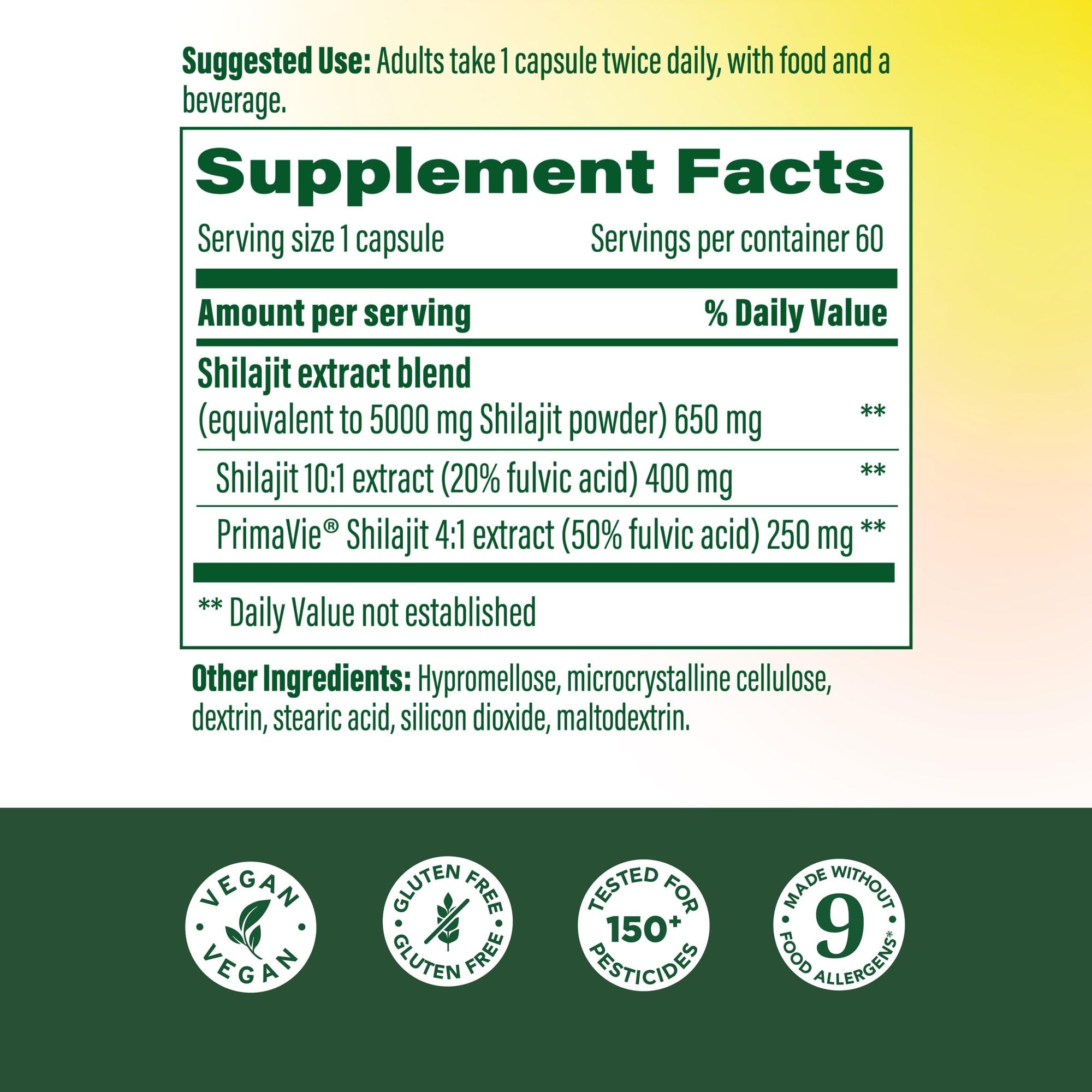 MegaFood Shilajit capsules de 60 prêt à l’emploi dans la routine.
