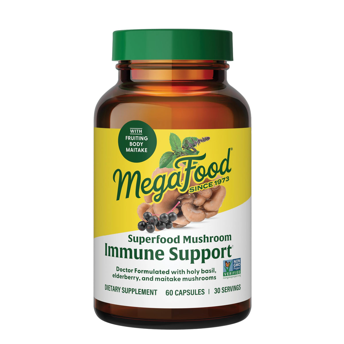 MegaFood Superfood Mushroom: bouteille de gélules prête à l’emploi.