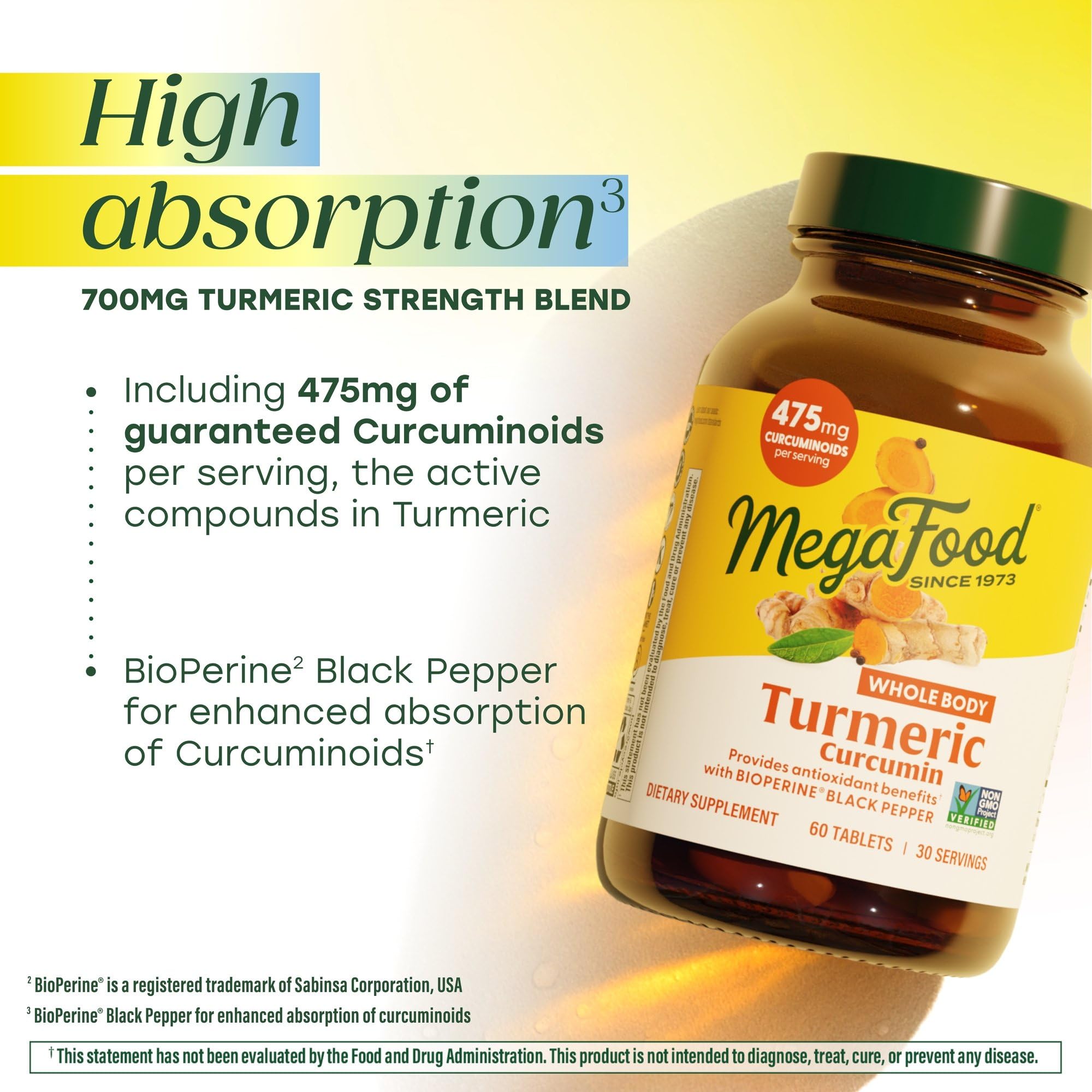MegaFood Turmeric: deux comprimés par jour, à prendre avec une boisson.
