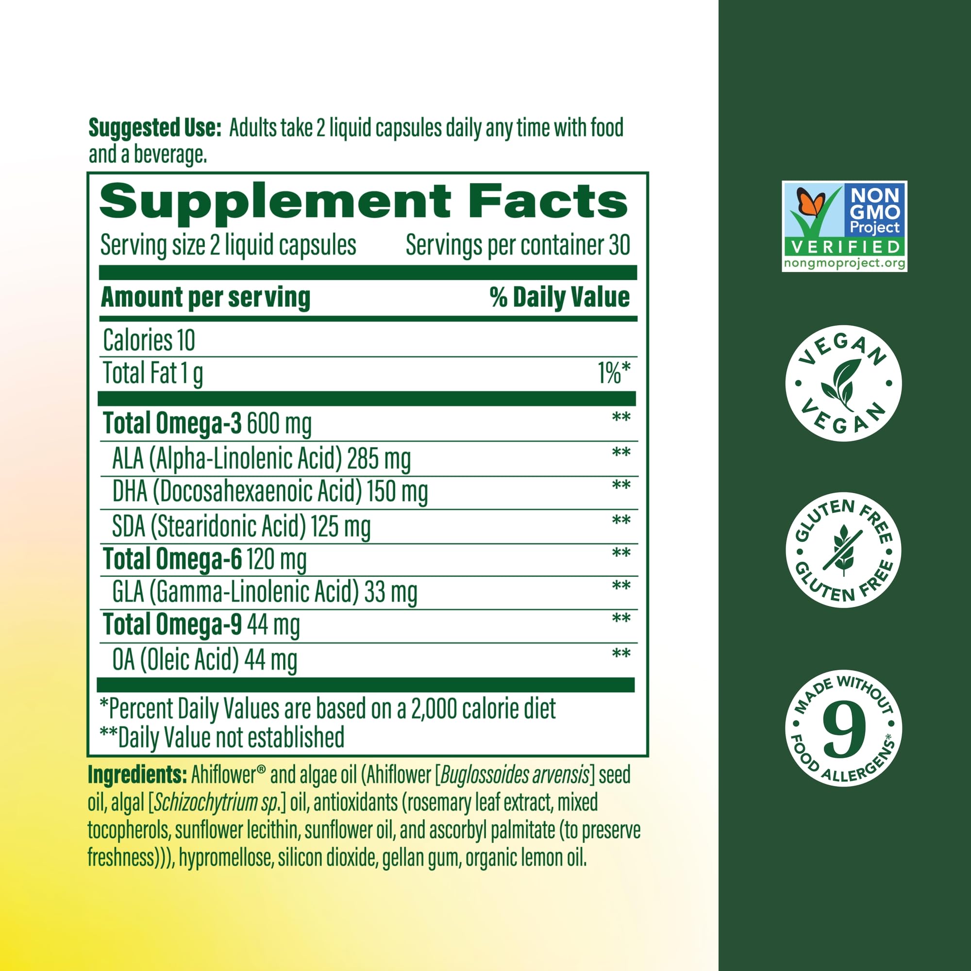 Capsules véganes MegaFood Omega 3 6 9 faciles à avaler.