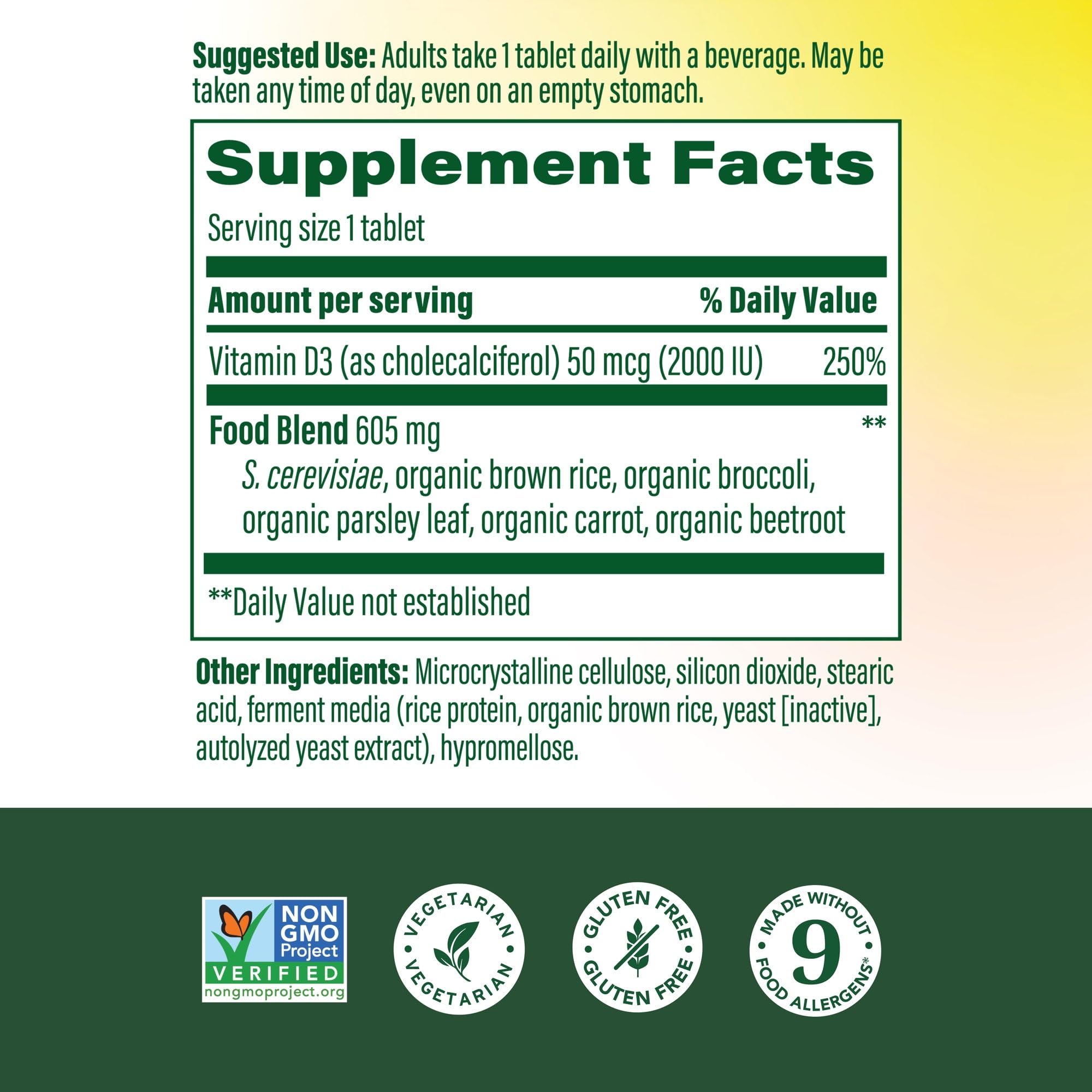 MegaFood Vitamin D3 2000 UI – tablettes faciles à prendre au quotidien