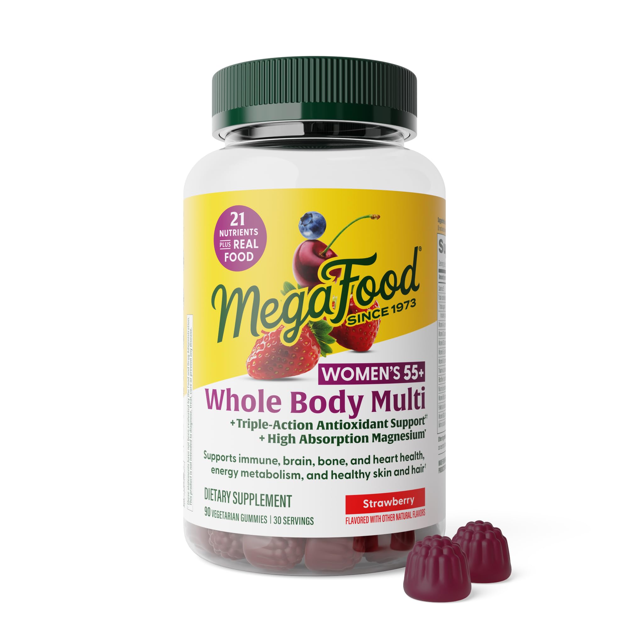 MegaFood Whole Body 55+ Gummies: bouteille montrant le soutien quotidien.