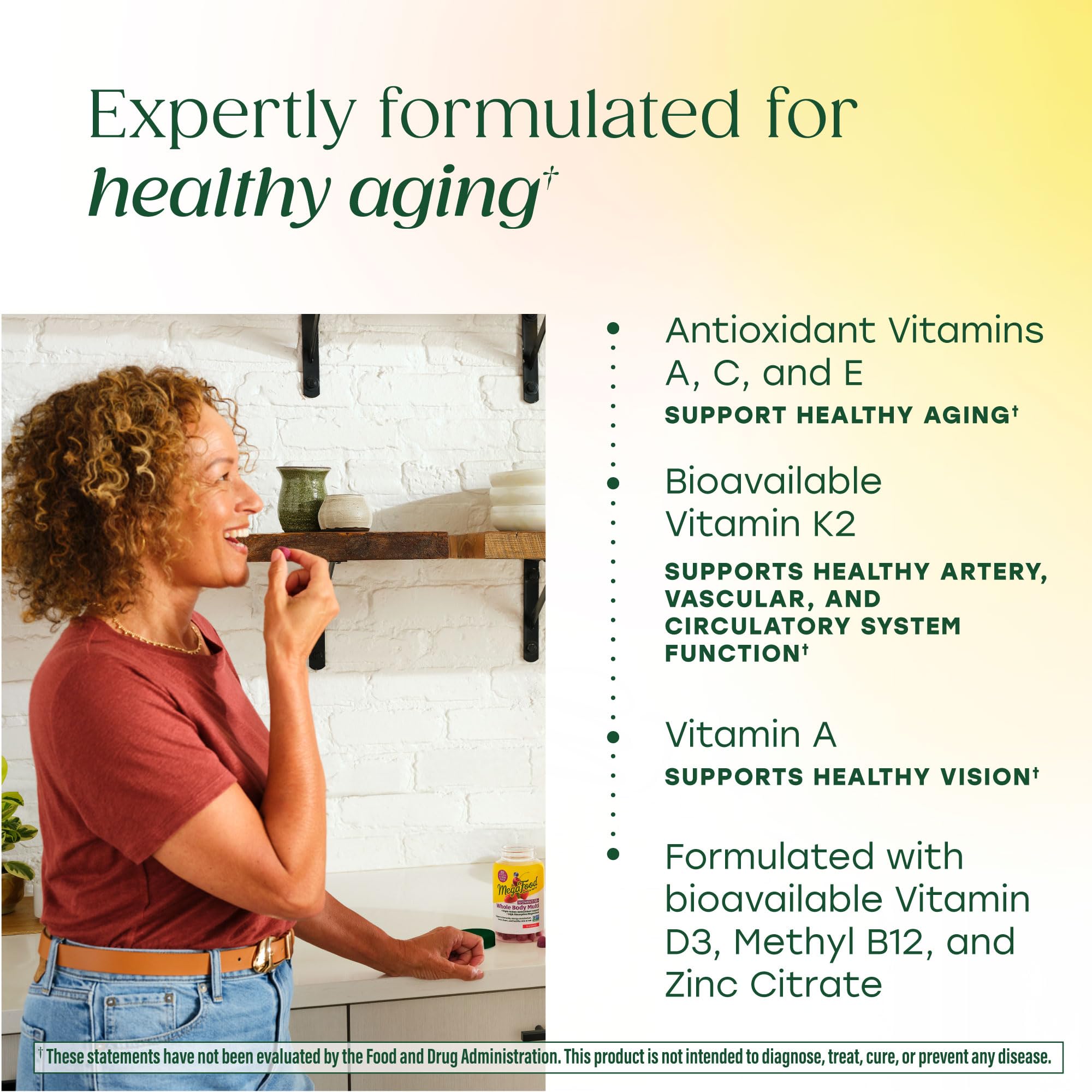 MegaFood Whole Body 55+ Gummies: prise facile trois gommes par jour.