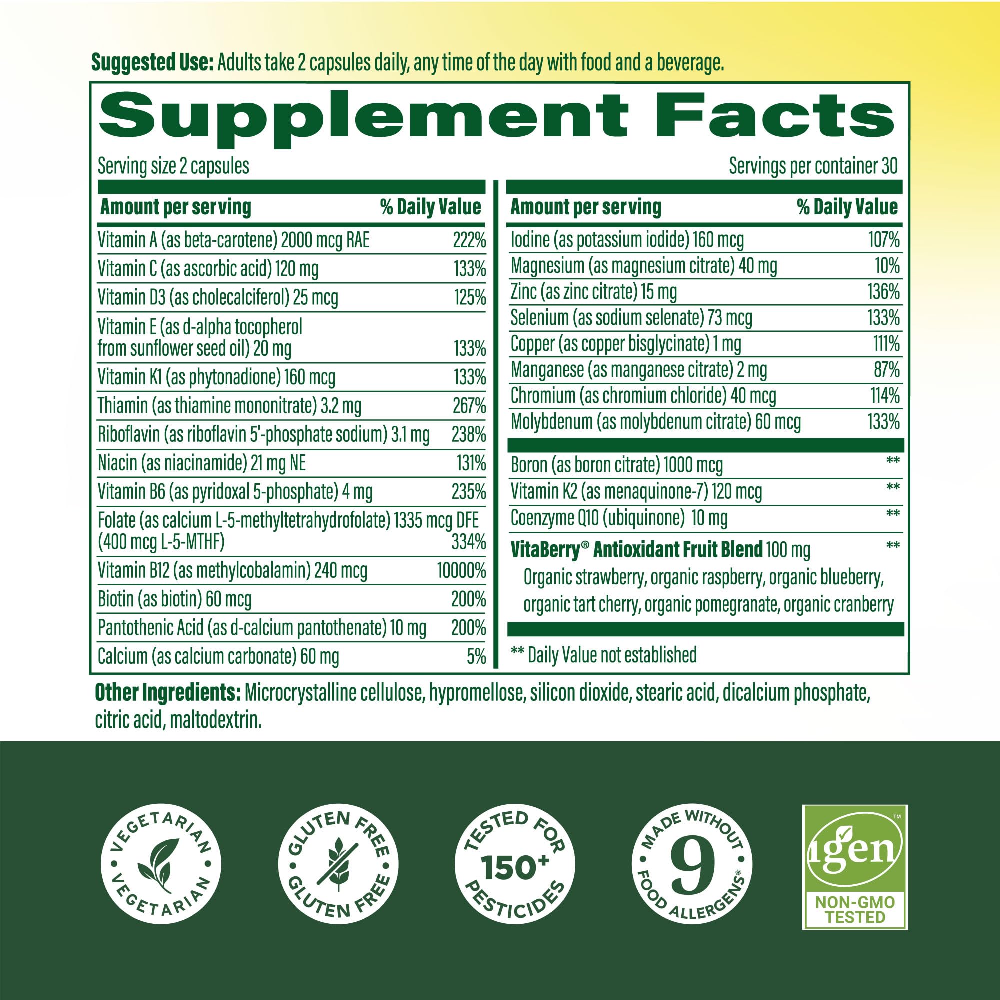 MegaFood Whole Body Men’s Multivitamins – capsules visibles, formulation végétarienne pour énergie et bien-être.